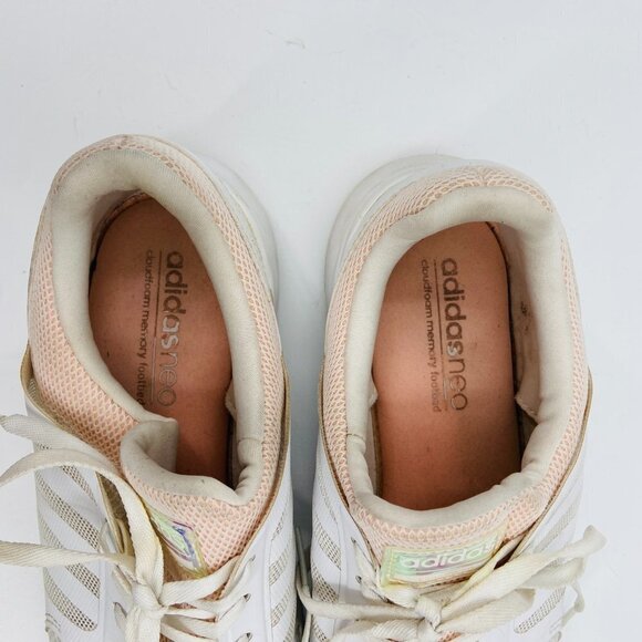 ADIDAS Women's White Cream Gold Cloudfoam Running Athletic Sneakers Shoes 6.5 - Picture 9 of 10